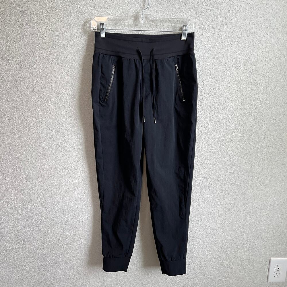 Halara Black Nylon High Rise Jogger Pants Women's Small Elastic Waist Drawstring